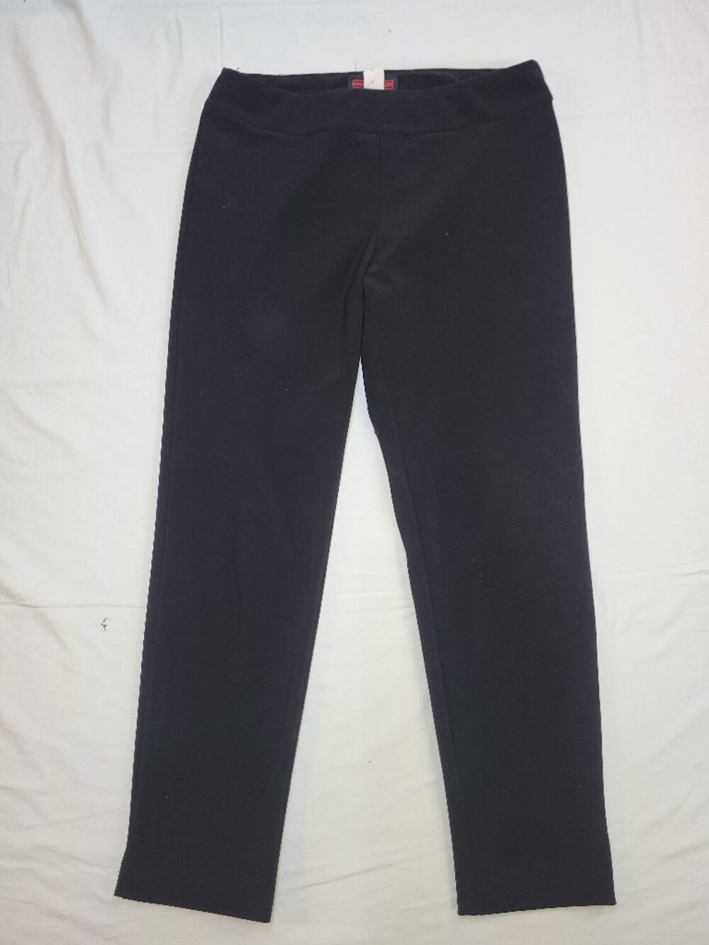 Krazy Larry Black Pull On Straight Leg Pants Size 10 Made in USA Stretch